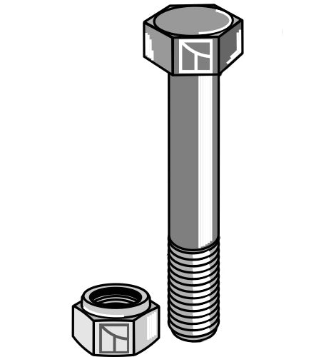 Bolt med selvlåsende mutter - M12 - 8.8