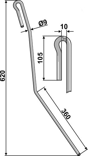 Seuraava piikki Ø9 mm - ulompi vasen
