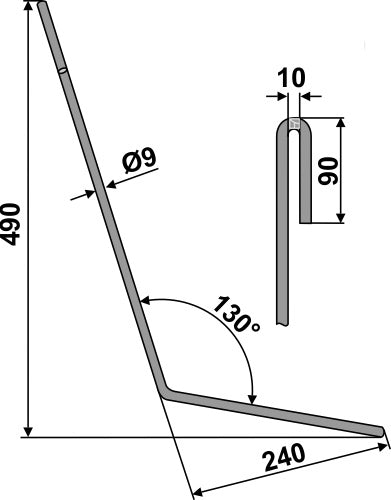 Following tine Ø9mm, left