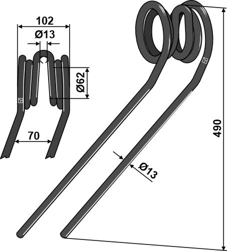 Seuraava piikki Ø13 mm, vasen