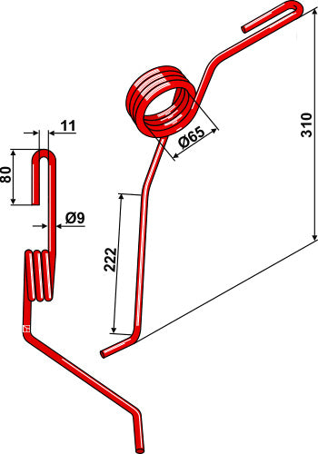 Efter tand Ø9 mm, bagtil til højre