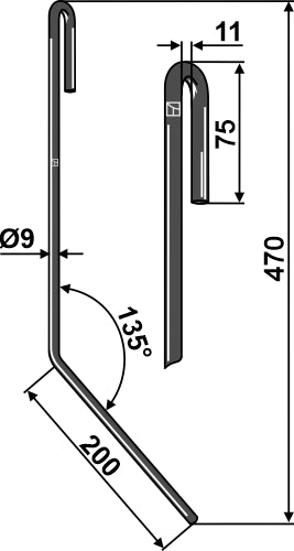 Seuraava piikki Ø9 mm, oikea
