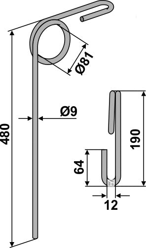 Følgende tind Ø9 mm