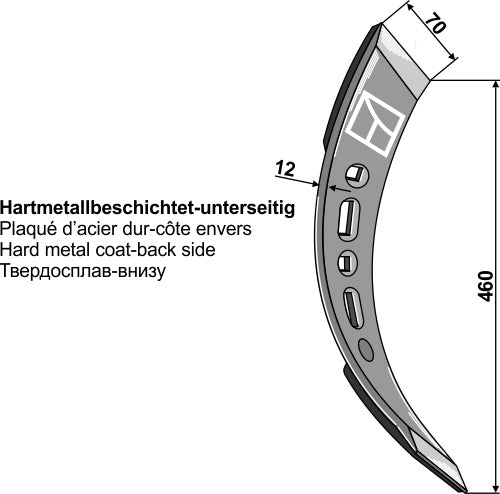 Punkt SK svingt til høyre - hardmetallbelagt