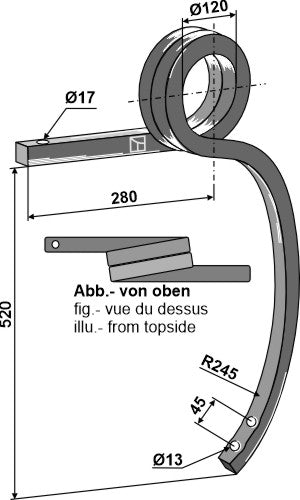 Double coil spring, left