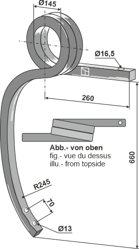 Dubbel spiralfjäder, höger