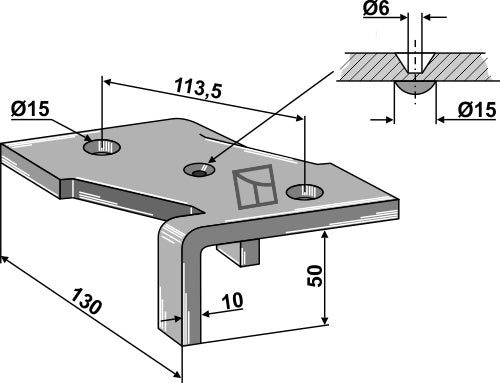 Klemme for 4 1/2-lags kultivatortinder