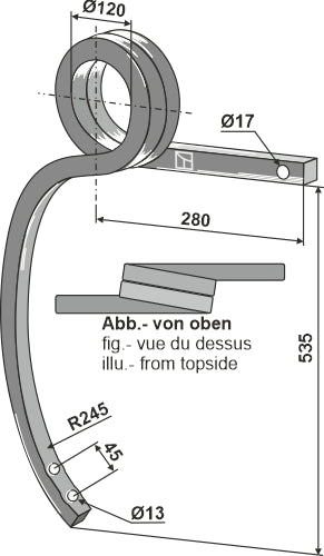 Dubbel spiralfjäder, höger