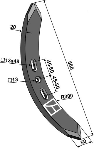 Kultivatorskjær 500 mm