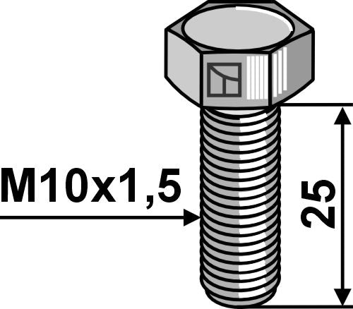 Hexagon bolt M10x1,5x25 without nut - A2-70