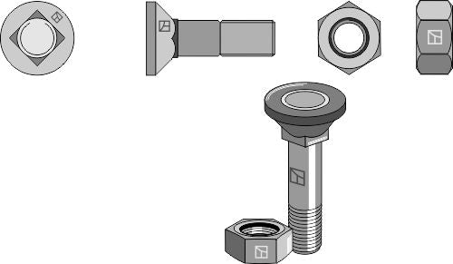 Plough bolt M10x1,5x33 and hexagon nut