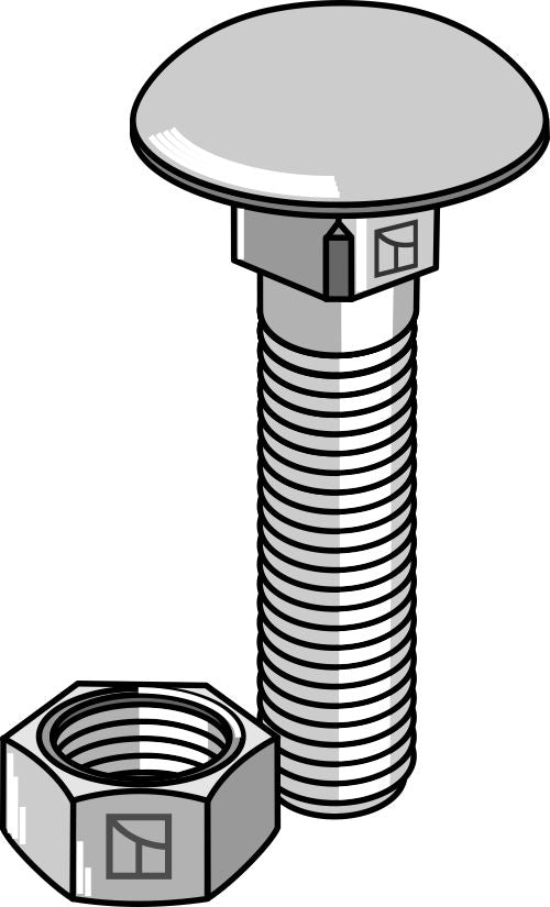 Bolt M10x1,5x40 galvanized with nut