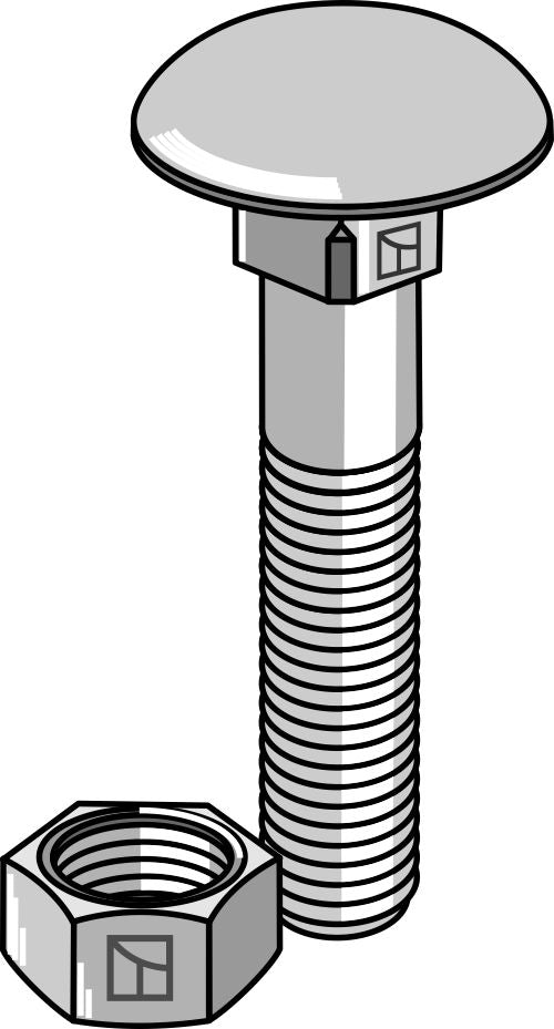 Bolt M10x1,5x50 galvanisert med mutter