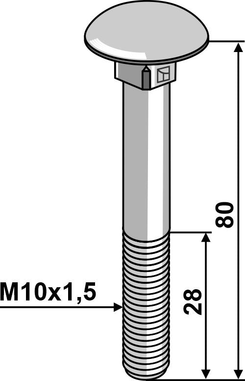 Skruv med skålhuvud M10x1,5x80 galvaniserad