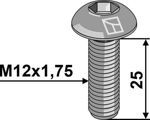 Saucer-head screw M12x1,75x25 with hexagon socket