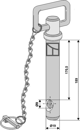 stikben med kæde og låsestift