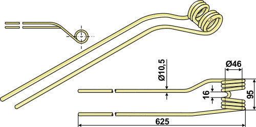 Hay rake tine Ø10,5 - left