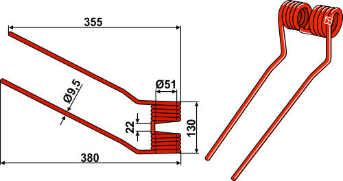 Tedder-piikki Ø9,5 - oikea