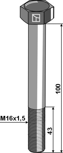 Sekskantbolt M16x1,5x100 uden møtrik