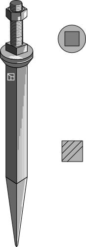 Harvtenner av borstål med firkantet hals