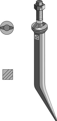 Sead-äes piikki booriteräksestä, jossa on liikkeen suuntaan kulkeva soikea kaula