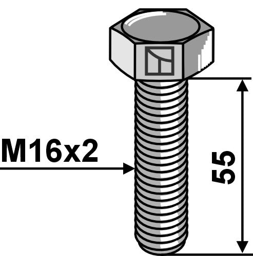 Sexkantsbult M16x2x55 utan mutter – galvaniserad