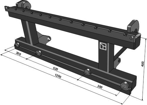 Mounting bracket for bale forks (Pallet frame)