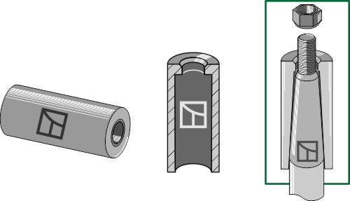 Welding bush for big bale tine with M28 thread