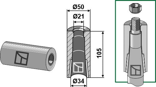 Sveisehylse for tind med låsestempel