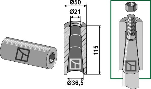 Svejsebøsning til tand med M20-gevind