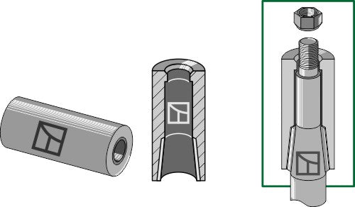 Sveisehylse for tind med låsestempel