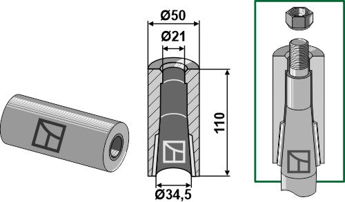 Sveisehylse for tind med låsestempel