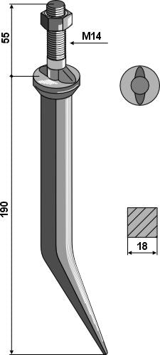Sead-äespiikki booriteräksestä, soikea kaula liikkeen suuntaan