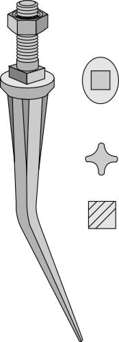 Kartionmuotoiset haravan hampaat, joissa on uurteet