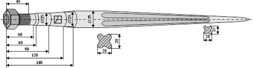 Frontlastetinne 820 mm
