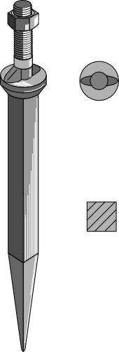 Sead harrow tooth from boron steel with oval neck across the direction of motion
