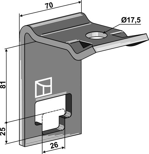 Kiinnike kaksoisjousille 25x25