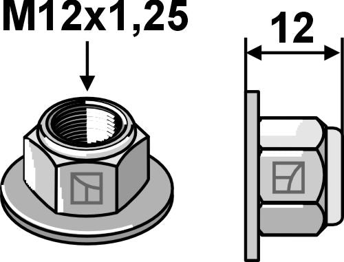 Selvlåsende kragemutter - presset - M12x1,25 - 8,8