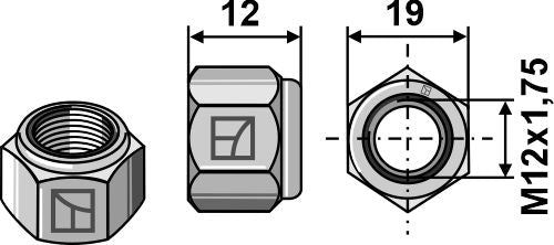 Selvlåsende mutter M12