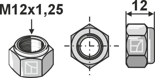 Selvlåsende møtrik - M12x1,25