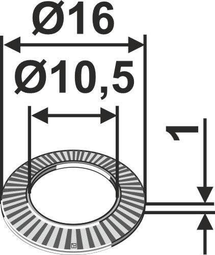 Blokkeringsskive Ø16x1xØ10,5