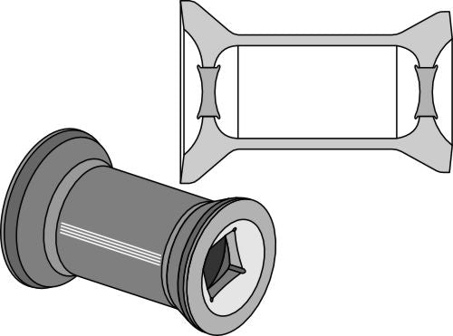 Övergångsstycke för 40x40 kvadratisk axel