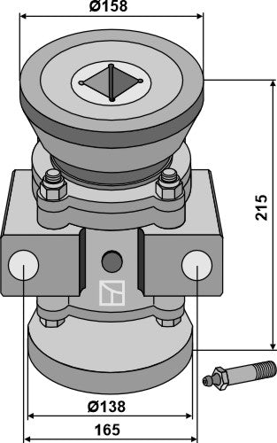 Lagerkomplett för 38x38 fyrkantig axel