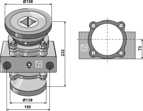 Bearing compl. for 40x40 square shaft