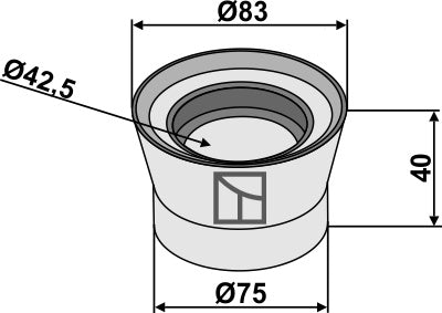 Indvendig og udvendig flange Ø83