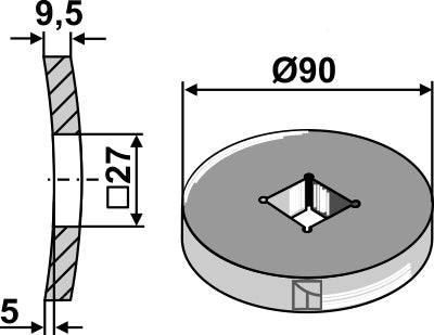 Svetsring för 26x26 fyrkantig axel