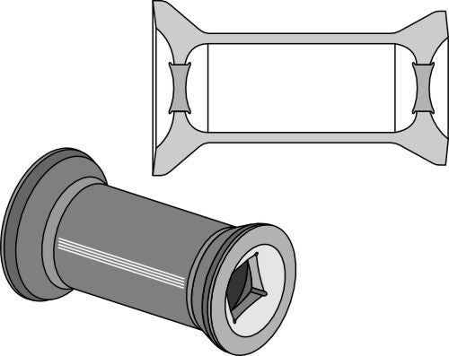 Övergångsstycke för 50x50 kvadratisk axel
