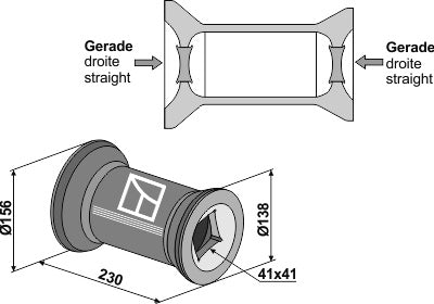 Siirtymäosa 40x40 neliömäiselle akselille