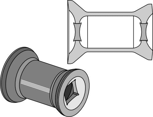 Övergångsstycke för 40x40 kvadratisk axel