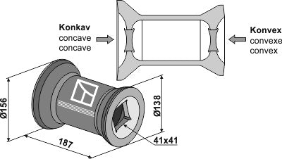Siirtymäosa 40x40 neliömäiselle akselille